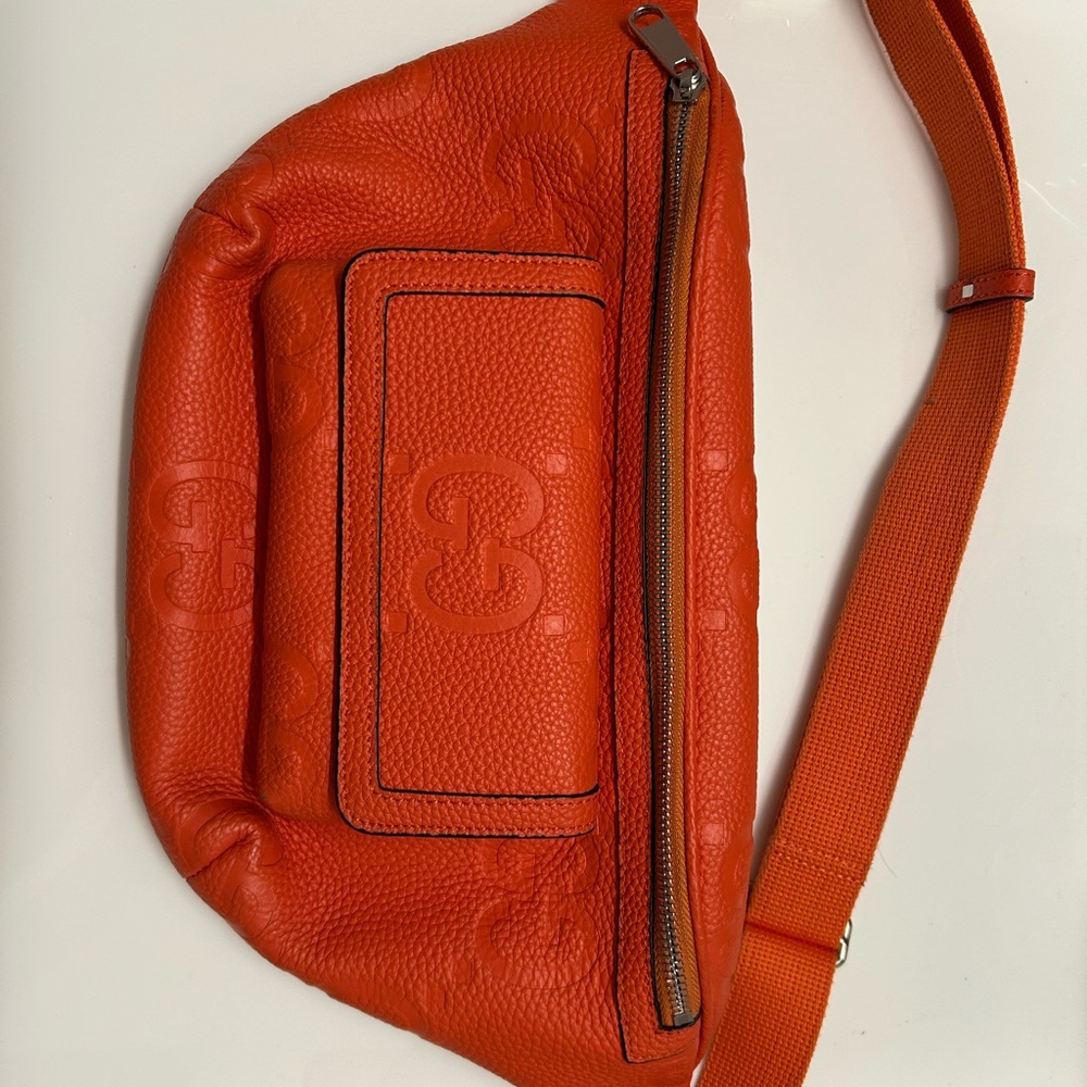 Gucci Orange Embossed Leather Crossbody Bag